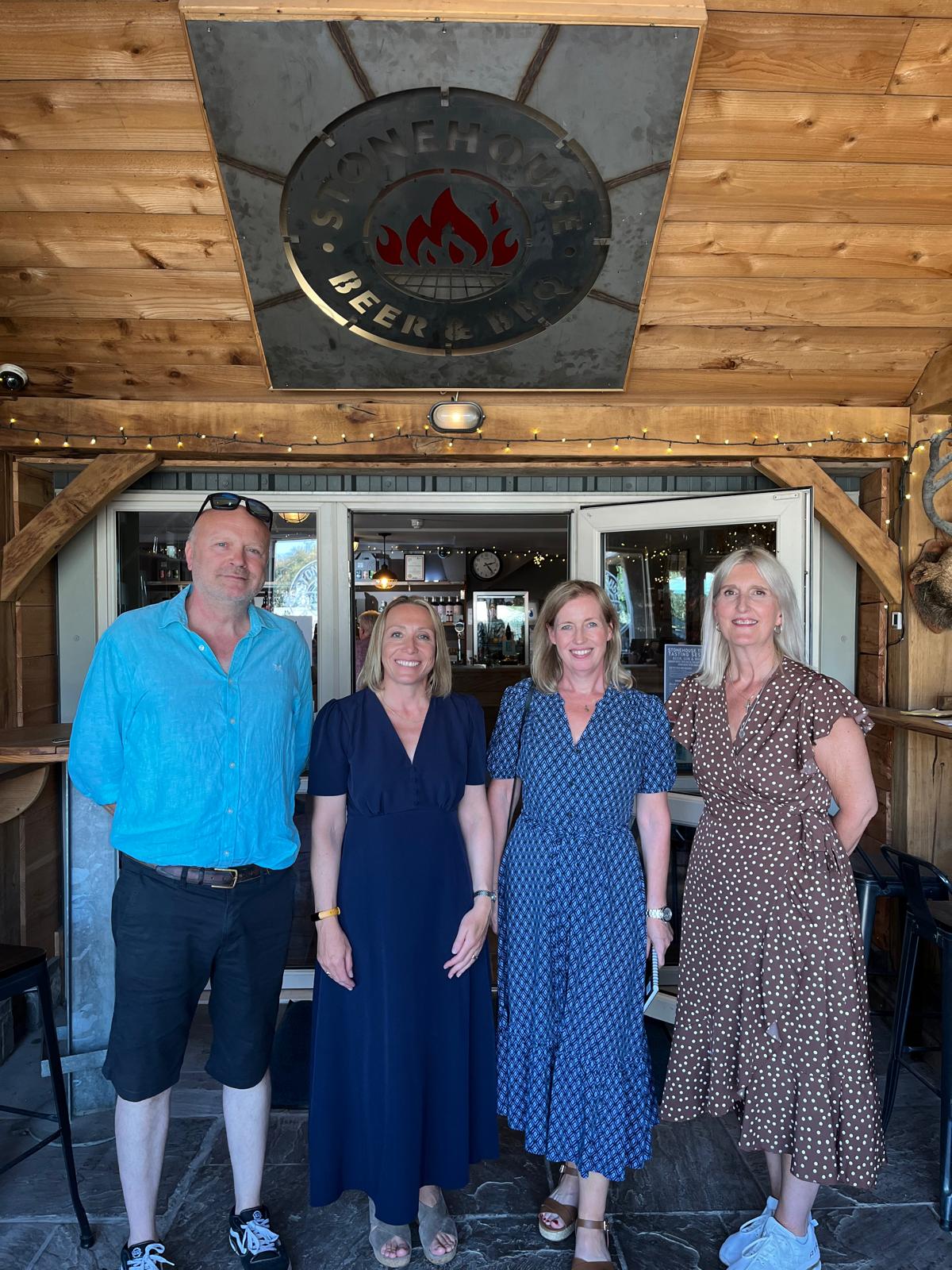 Stonehouse Brewery 1 L-R Shane Parr (Stonehouse Brewery), Helen Morgan MP, Alison Parr (Stonehouse Brewery), Adele Nightingale (Oswestry BID)